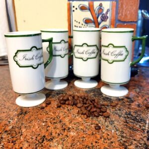 Vintage Pristine Knobler Japan 1970's Coffee 6-oz Pedestal Mugs set of 4